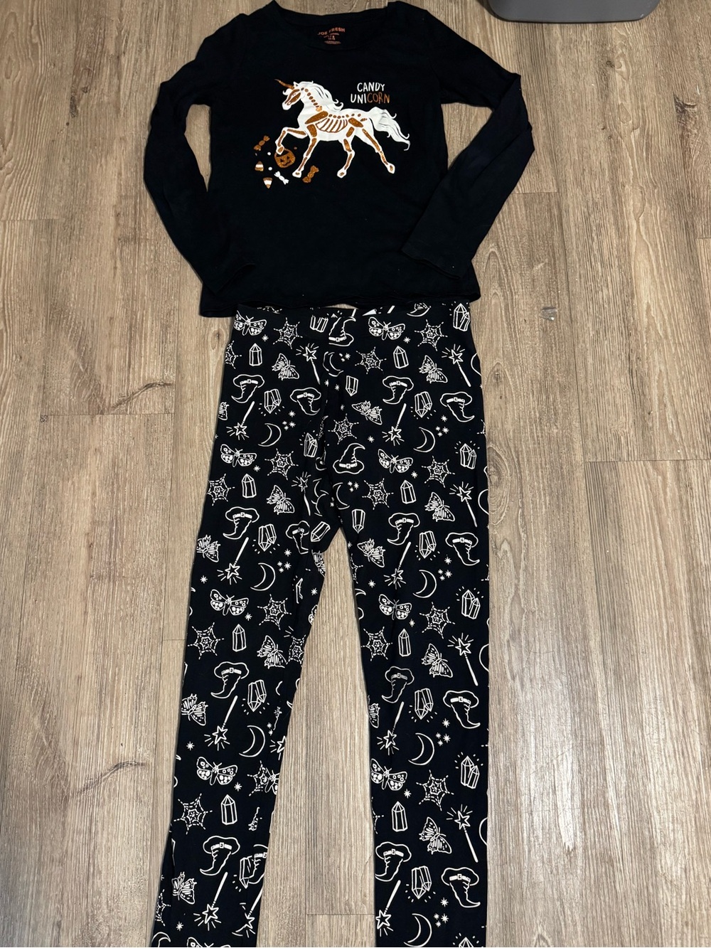Black Unicorn Candy Print - Long Sleeve Top & Leggings
